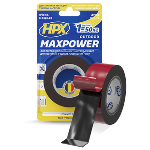 Стрічка двохстороння MAXPOWER 25мм х 1,5м чорна (блістер) OT2502 фото