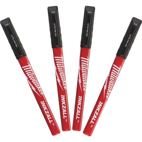 Набір маркерів INKZALL Fine Tip MILWAUKEE, супертонких чорних, (4шт) 48223164 фото