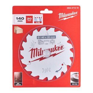 Диск пильный по дереву для торцевых пил PFTE THIN KERF MILWAUKEE, &Oslash;140х20х1,6мм, 18 зуб. 4932471310 фото