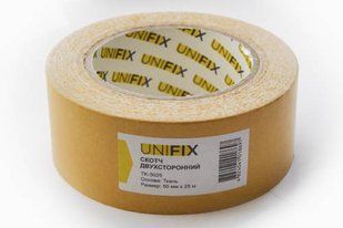 Стрічка клейка двостороння на тканинній основі 50мм*25м UNIFIX 051765 фото