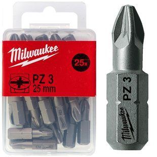 Біта MILWAUKEE, PZ3, 25мм, (25шт), пластикова коробка 4932399591 фото