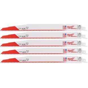 Полотно для шабельних пил AX FANG TIP MILWAUKEE, 300х5,0мм, (5шт), (деревина з цвяхами) 48475027 фото