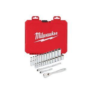 Набір головок метричних та дюймових 3/8" MILWAUKEE з храповиком , (56шт), пластиковий кейс 4932464946 фото
