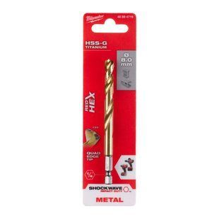 Сверло по металлу RedHEX SHOCKWAVE HSS-TiN MILWAUKEE, &Oslash;8,0х111х70мм 48894719 фото