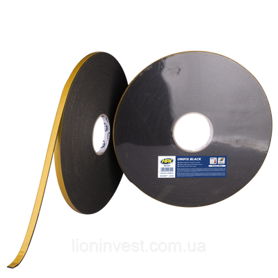 UNIFIX Black - 12 мм х 25м - толстая - 3мм монтажная лента (скотч) для моментальной фиксации, черная DA1225 фото